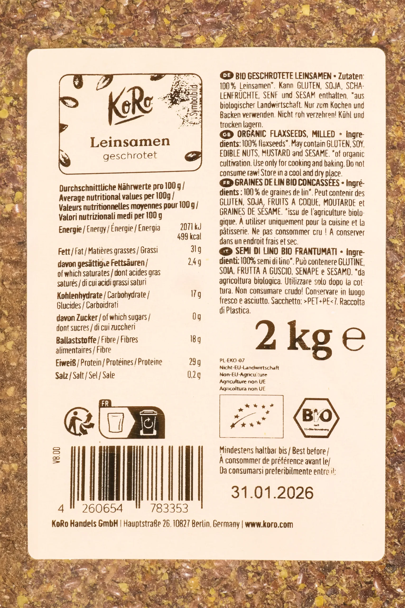 Organic flax seeds, crushed 200g - Image 5